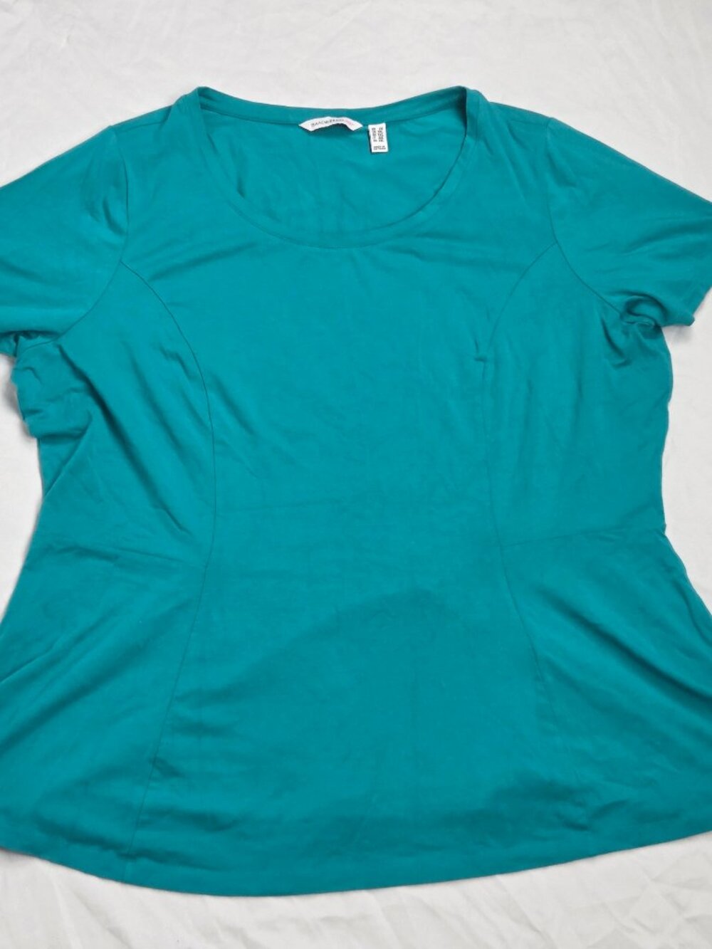 Isaac Mizrahi Live Top Women 2X Green Elbow Sleeve Peplum